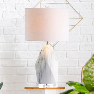 Oslo 25.5" Ceramic Marble/Crystal LED Table Lamp - JONATHAN Y